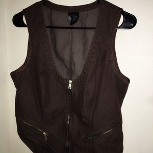 Brown zip up vest
